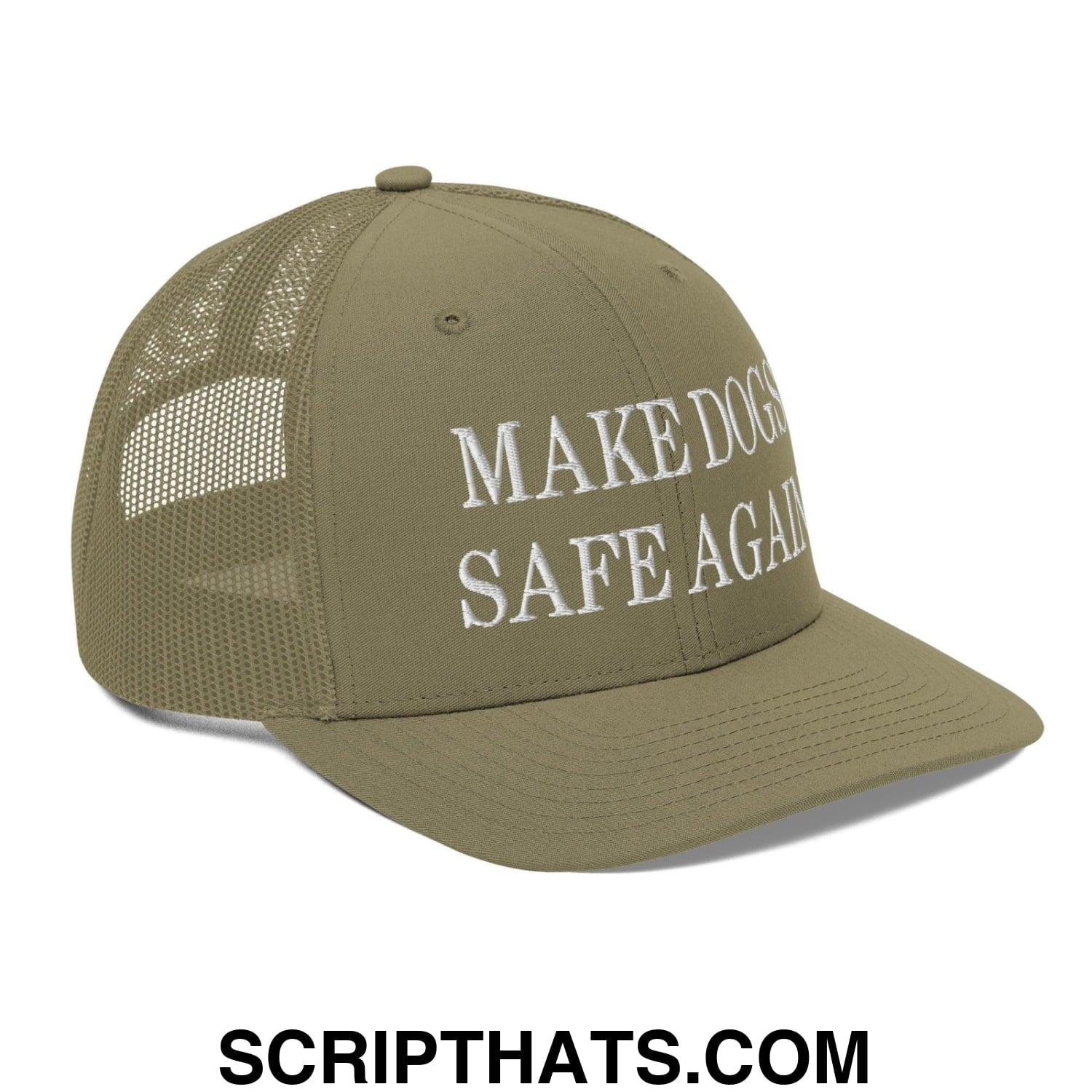 Make Dogs Safe Again Embroidered Classic Mesh Trucker Hat Loden
