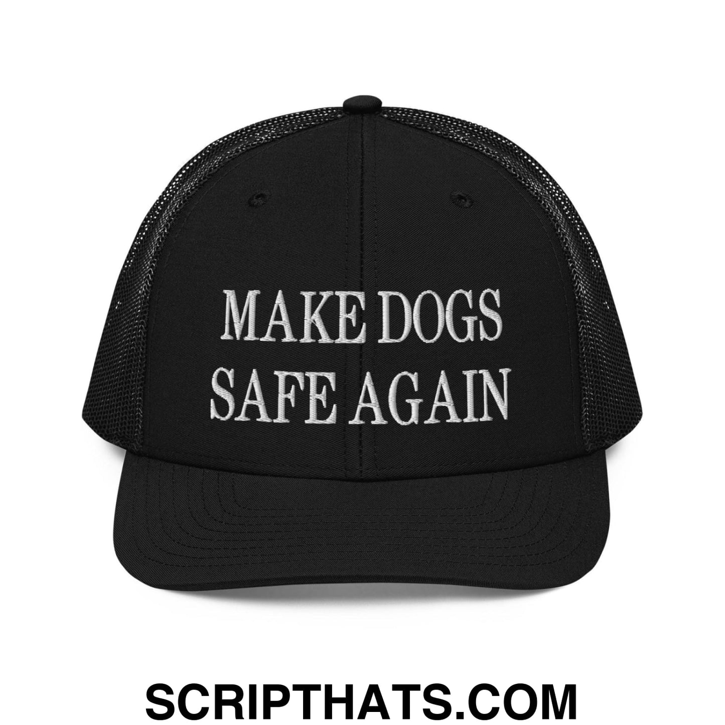 Make Dogs Safe Again Embroidered Classic Mesh Trucker Hat Black