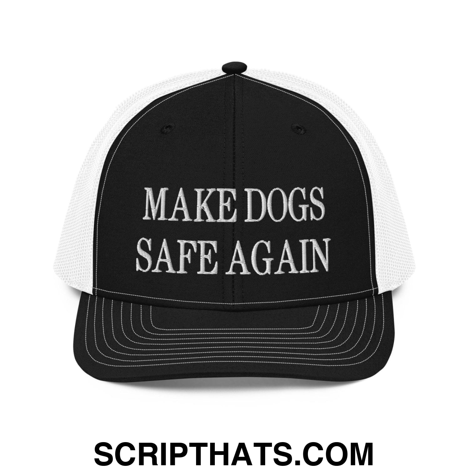 Make Dogs Safe Again Embroidered Classic Mesh Trucker Hat Black White