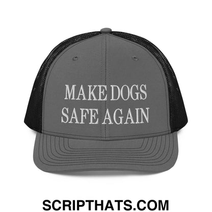 Make Dogs Safe Again Embroidered Classic Mesh Trucker Hat Charcoal Black