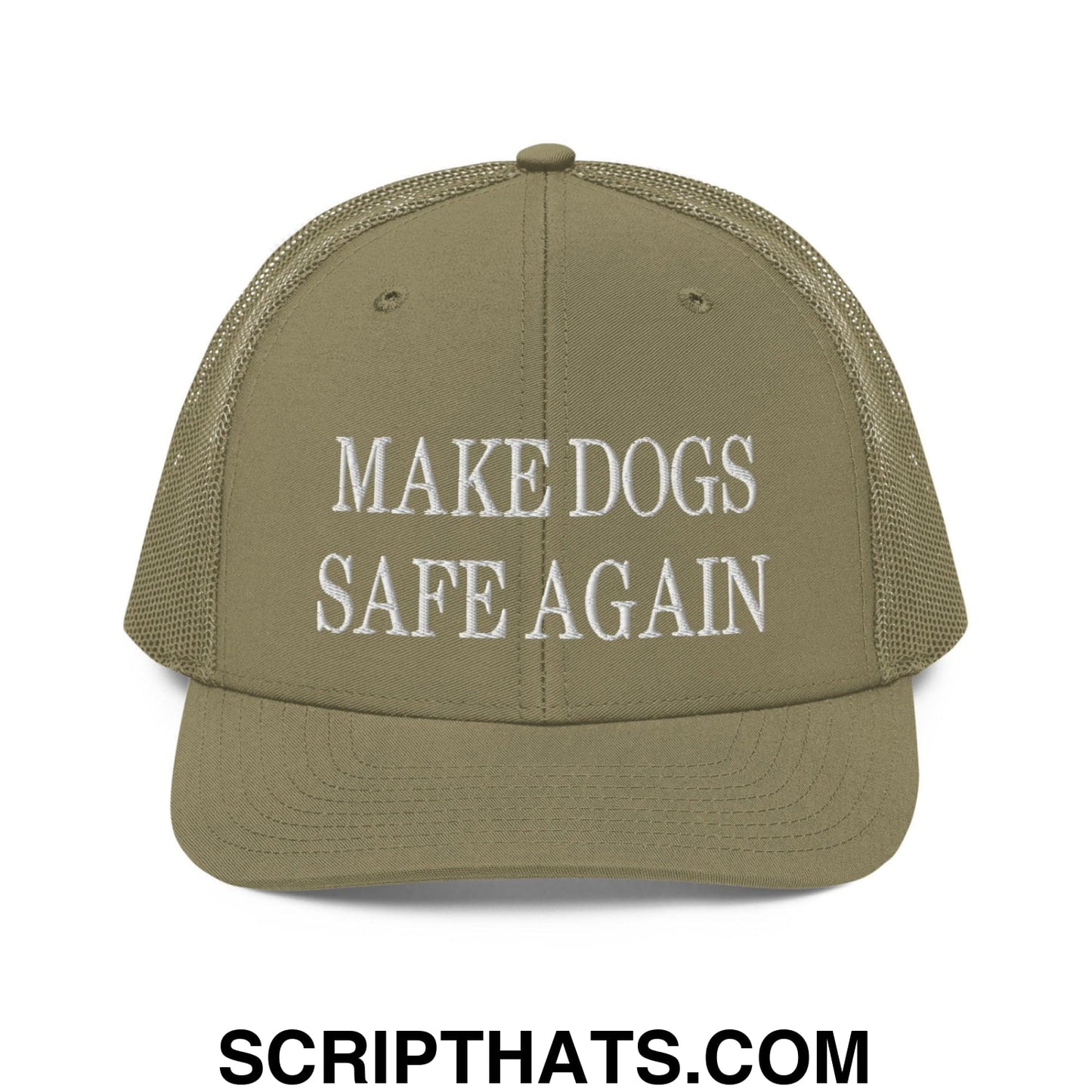 Make Dogs Safe Again Embroidered Classic Mesh Trucker Hat Loden
