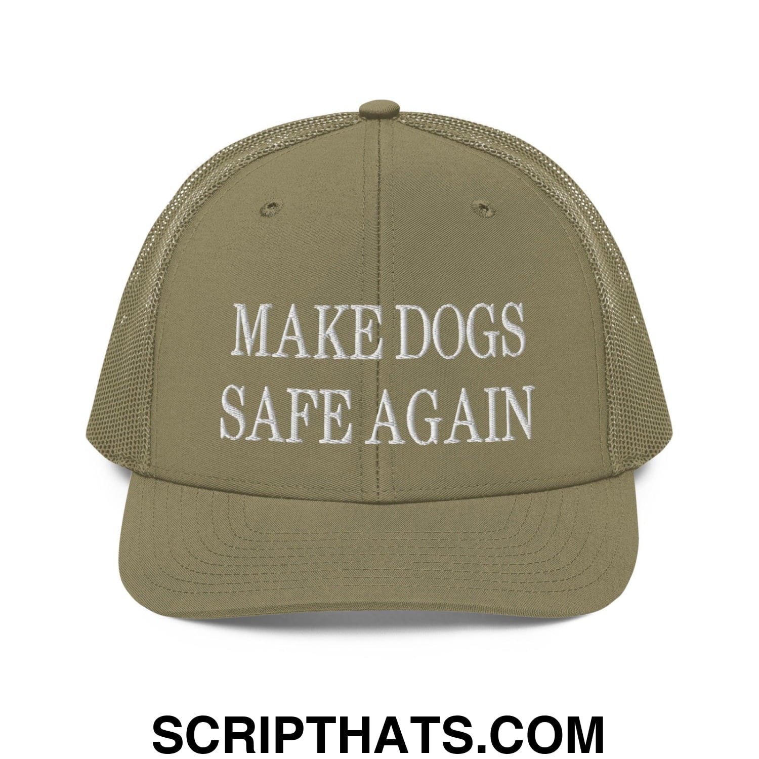 Make Dogs Safe Again Embroidered Classic Mesh Trucker Hat Loden
