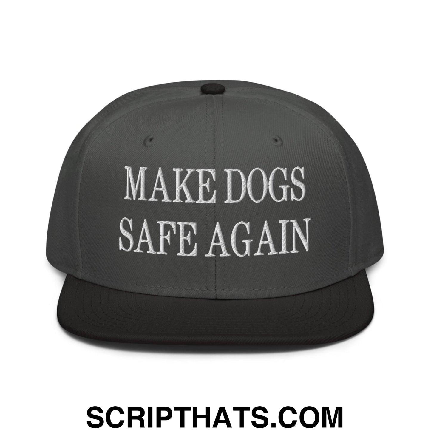 Make Dogs Safe Again Embroidered Flat Brim Bill Snapback Hat Black Charcoal gray Charcoal gray