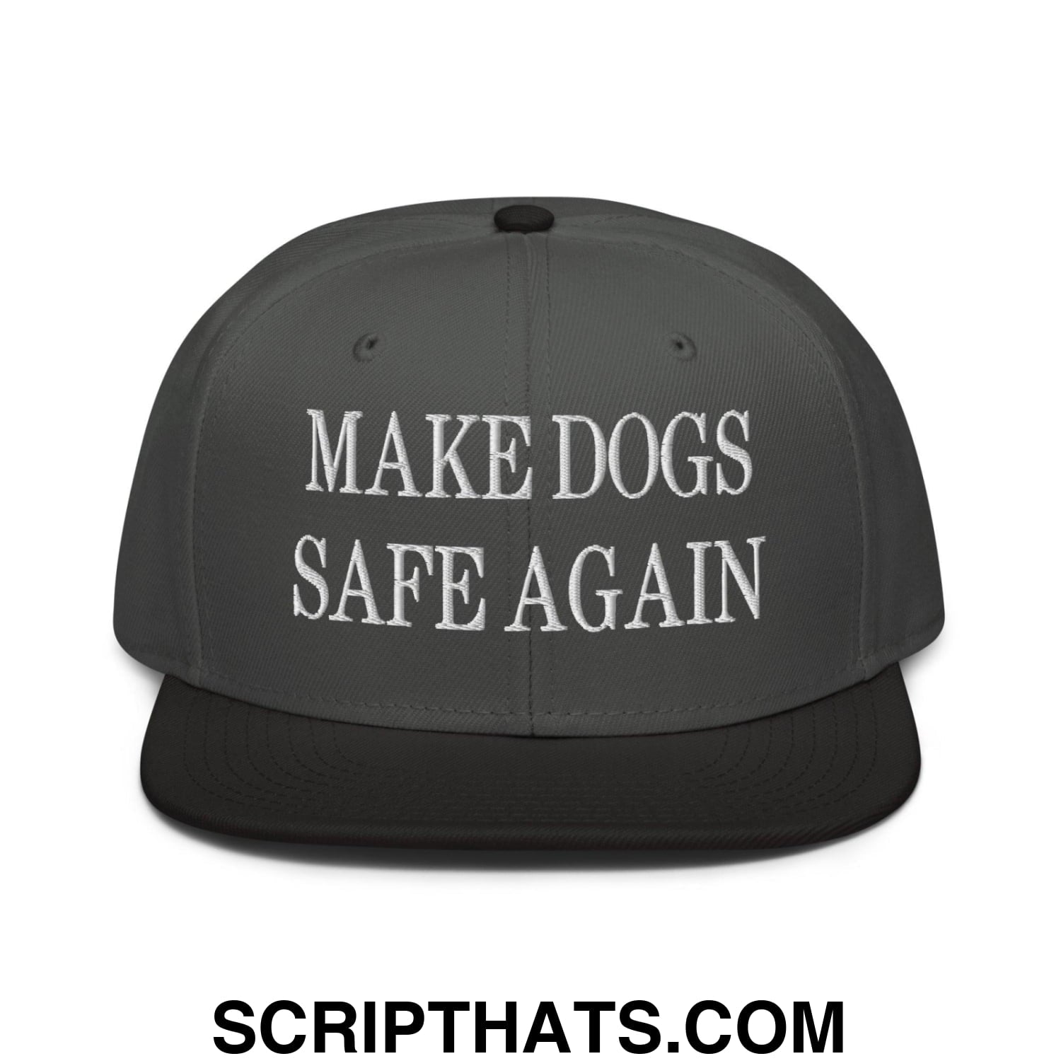 Make Dogs Safe Again Embroidered Flat Brim Bill Snapback Hat Black Charcoal gray Charcoal gray