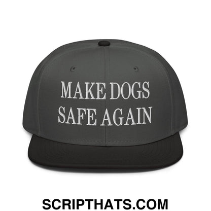 Make Dogs Safe Again Embroidered Flat Brim Bill Snapback Hat Black Charcoal gray Charcoal gray