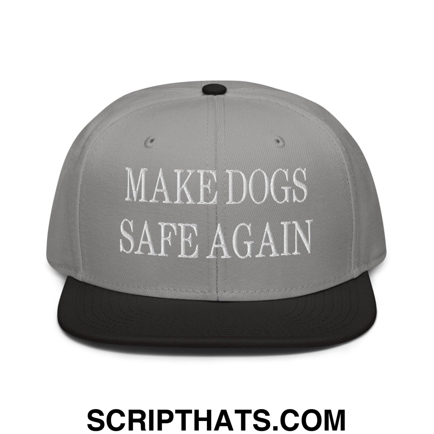 Make Dogs Safe Again Embroidered Flat Brim Bill Snapback Hat Black Gray Gray
