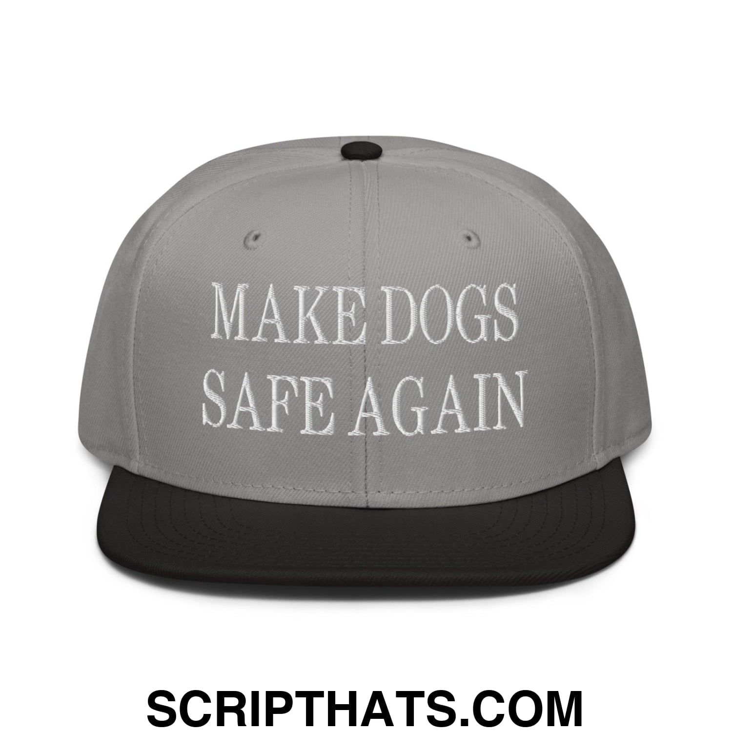 Make Dogs Safe Again Embroidered Flat Brim Bill Snapback Hat Black Gray Gray