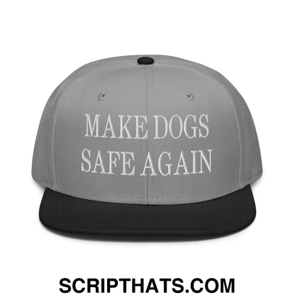 Make Dogs Safe Again Embroidered Flat Brim Bill Snapback Hat Black Gray Gray