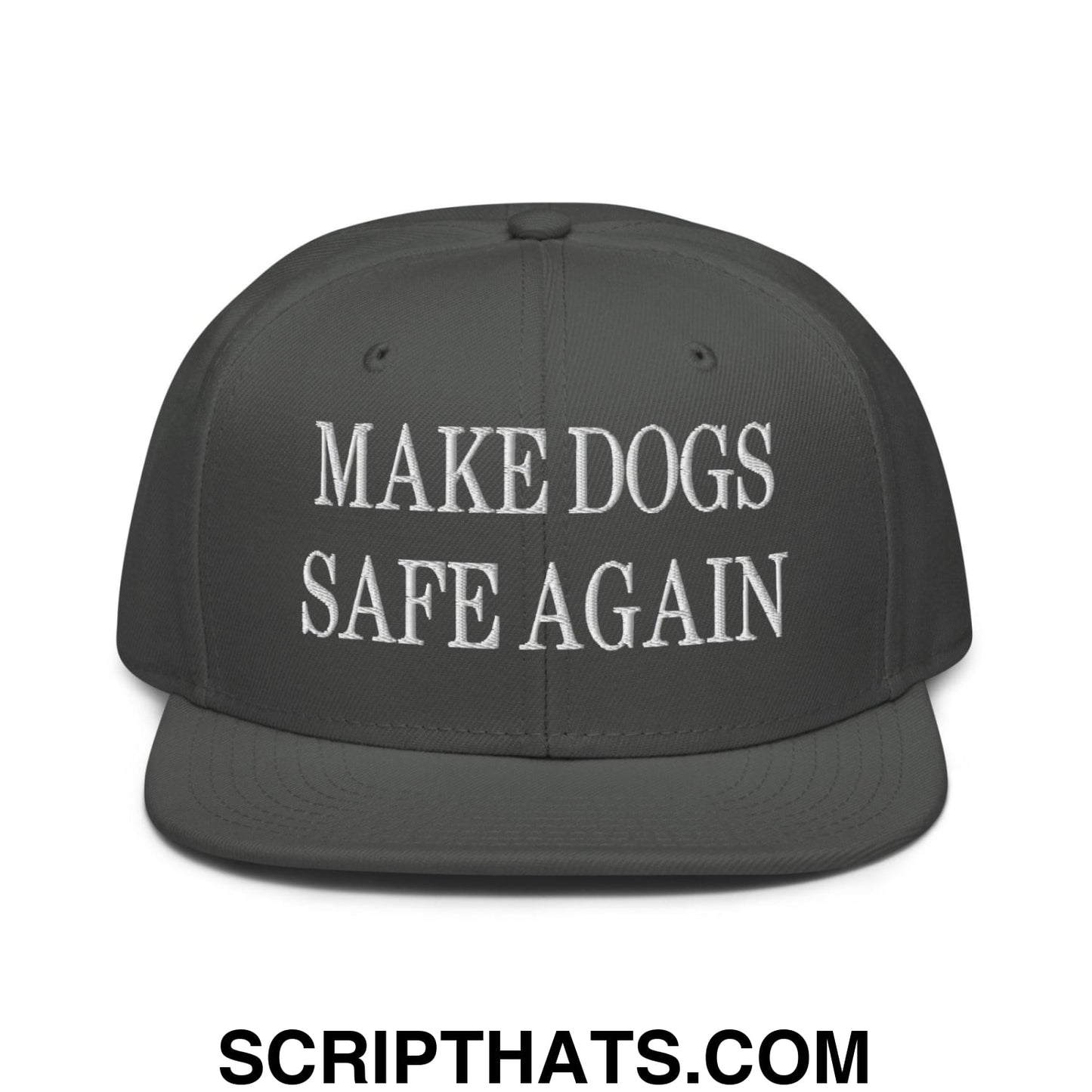 Make Dogs Safe Again Embroidered Flat Brim Bill Snapback Hat Charcoal gray