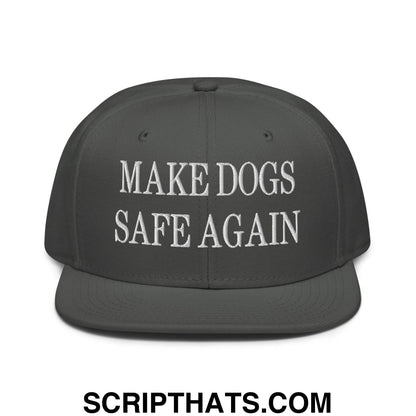 Make Dogs Safe Again Embroidered Flat Brim Bill Snapback Hat Charcoal gray