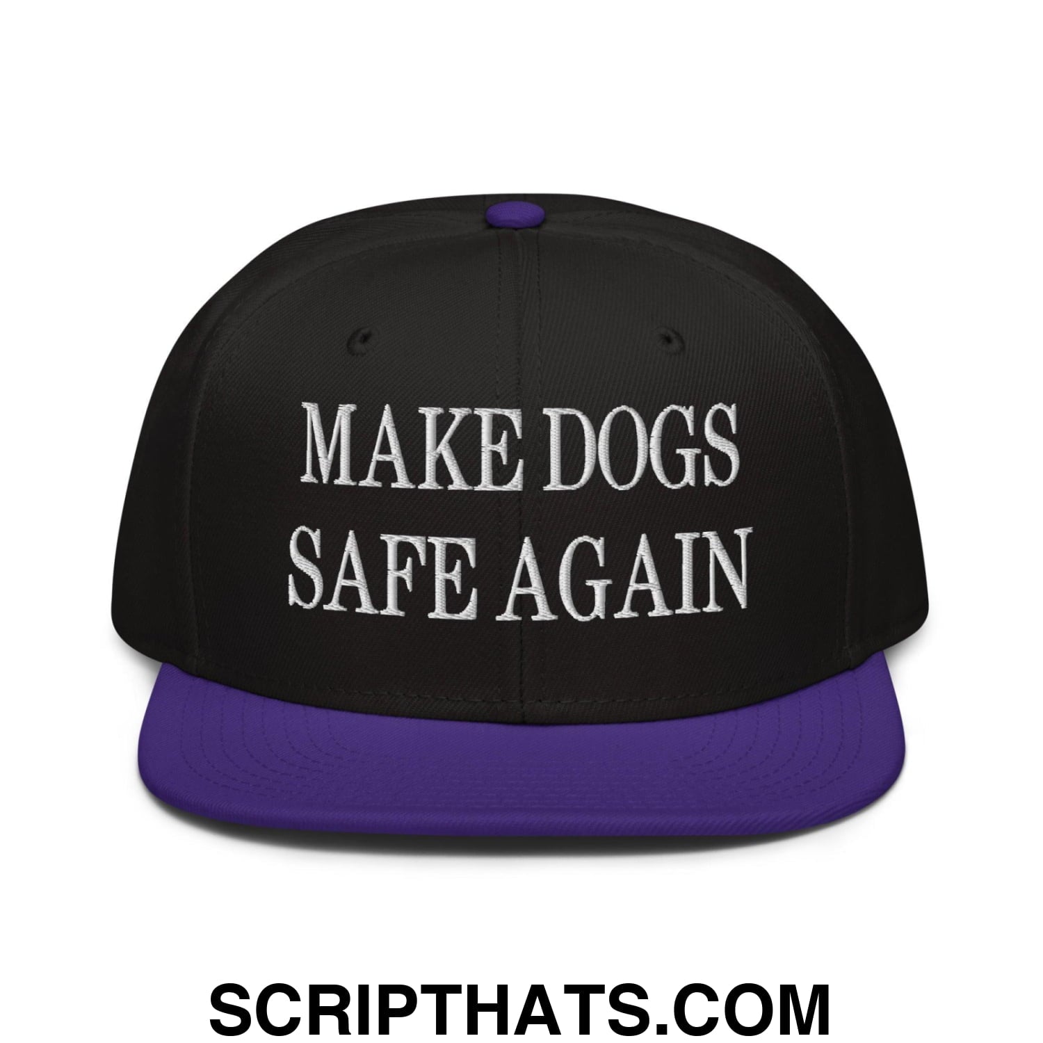Make Dogs Safe Again Embroidered Flat Brim Bill Snapback Hat Purple Black Black