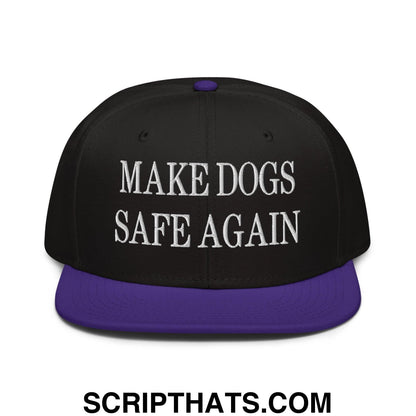 Make Dogs Safe Again Embroidered Flat Brim Bill Snapback Hat Purple Black Black