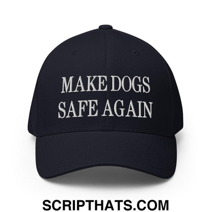 Make Dogs Safe Again Embroidered Stretch Fit Baseball Hat Dark Navy