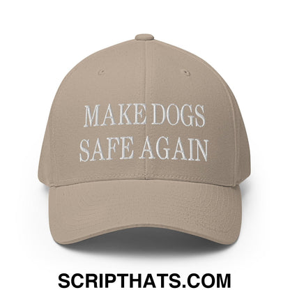 Make Dogs Safe Again Embroidered Stretch Fit Baseball Hat Khaki