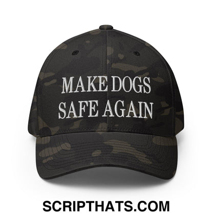 Make Dogs Safe Again Embroidered Stretch Fit Baseball Hat Multicam Black