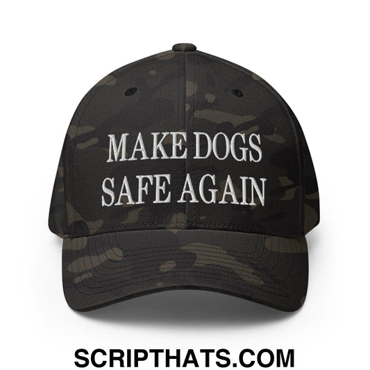 Make Dogs Safe Again Embroidered Stretch Fit Baseball Hat Multicam Black