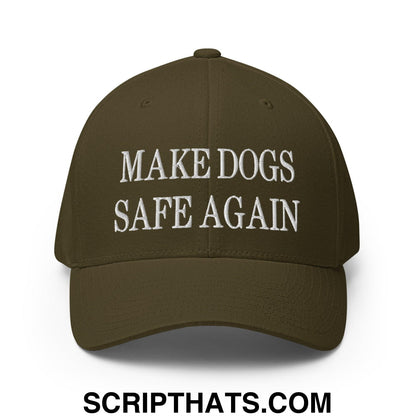 Make Dogs Safe Again Embroidered Stretch Fit Baseball Hat Olive