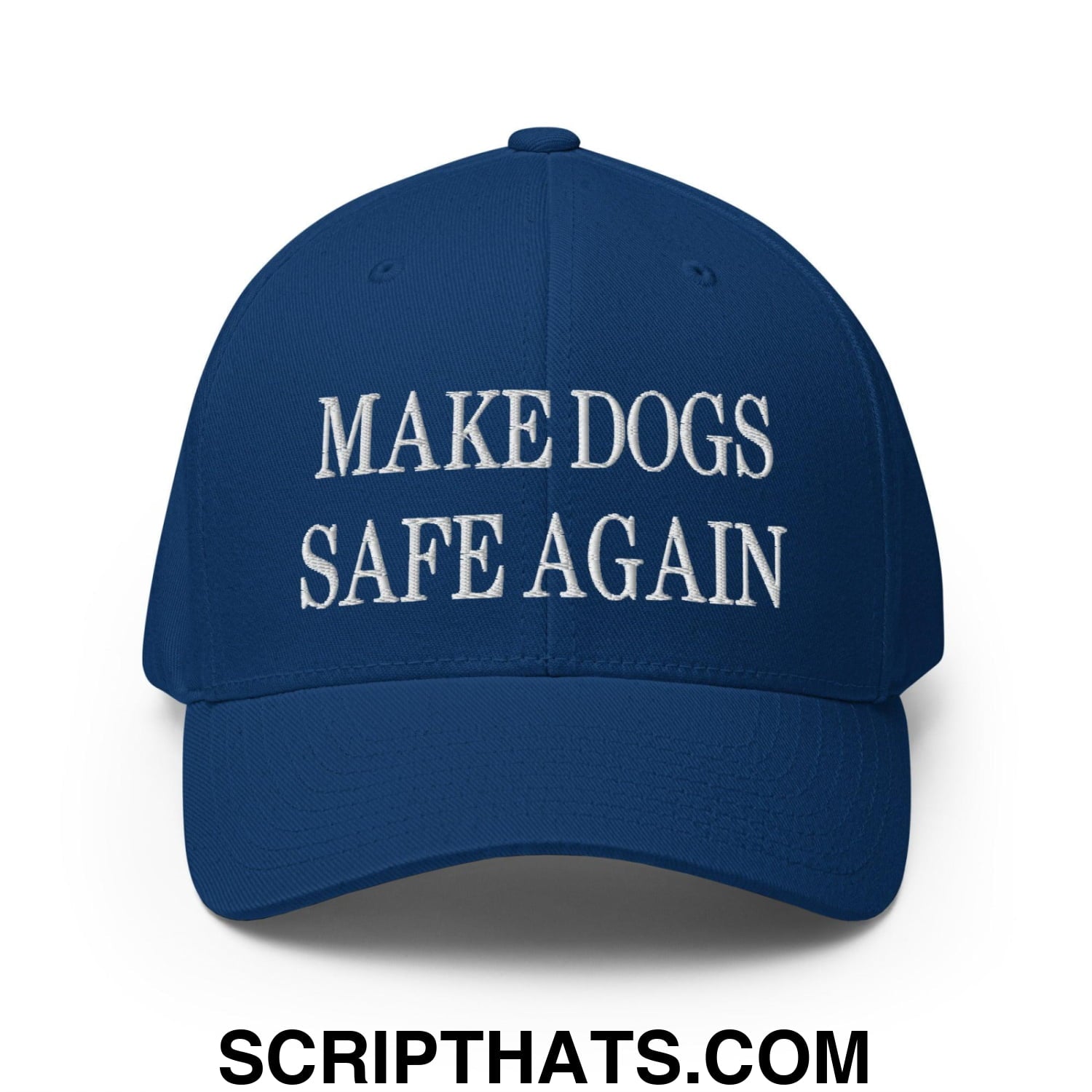 Make Dogs Safe Again Embroidered Stretch Fit Baseball Hat Royal Blue