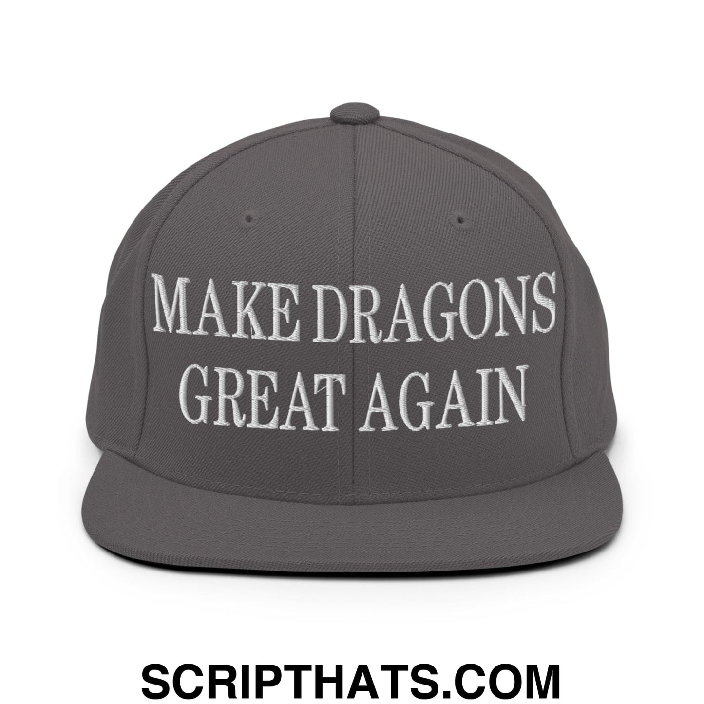 Make Dragons Great Again Embroidered Flat Bill Brim Snapback Hat Dark Grey