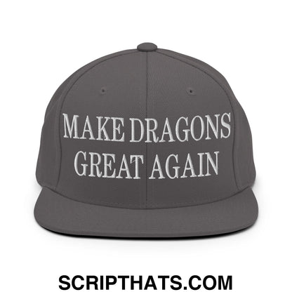 Make Dragons Great Again Embroidered Flat Bill Brim Snapback Hat Dark Grey