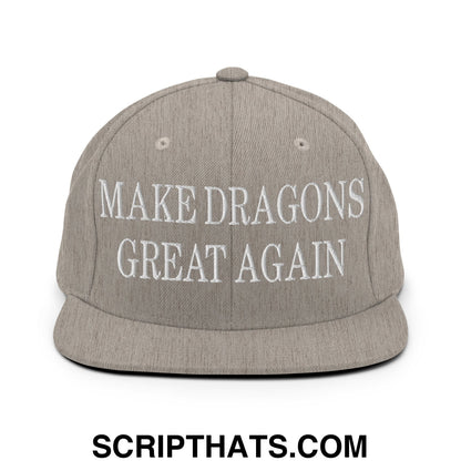 Make Dragons Great Again Embroidered Flat Bill Brim Snapback Hat Heather Grey