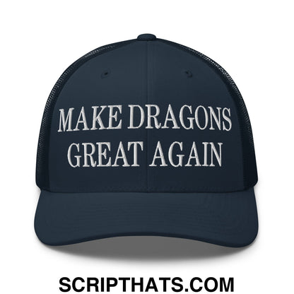 Make Dragons Great Again Embroidered Mesh Trucker Hat Navy