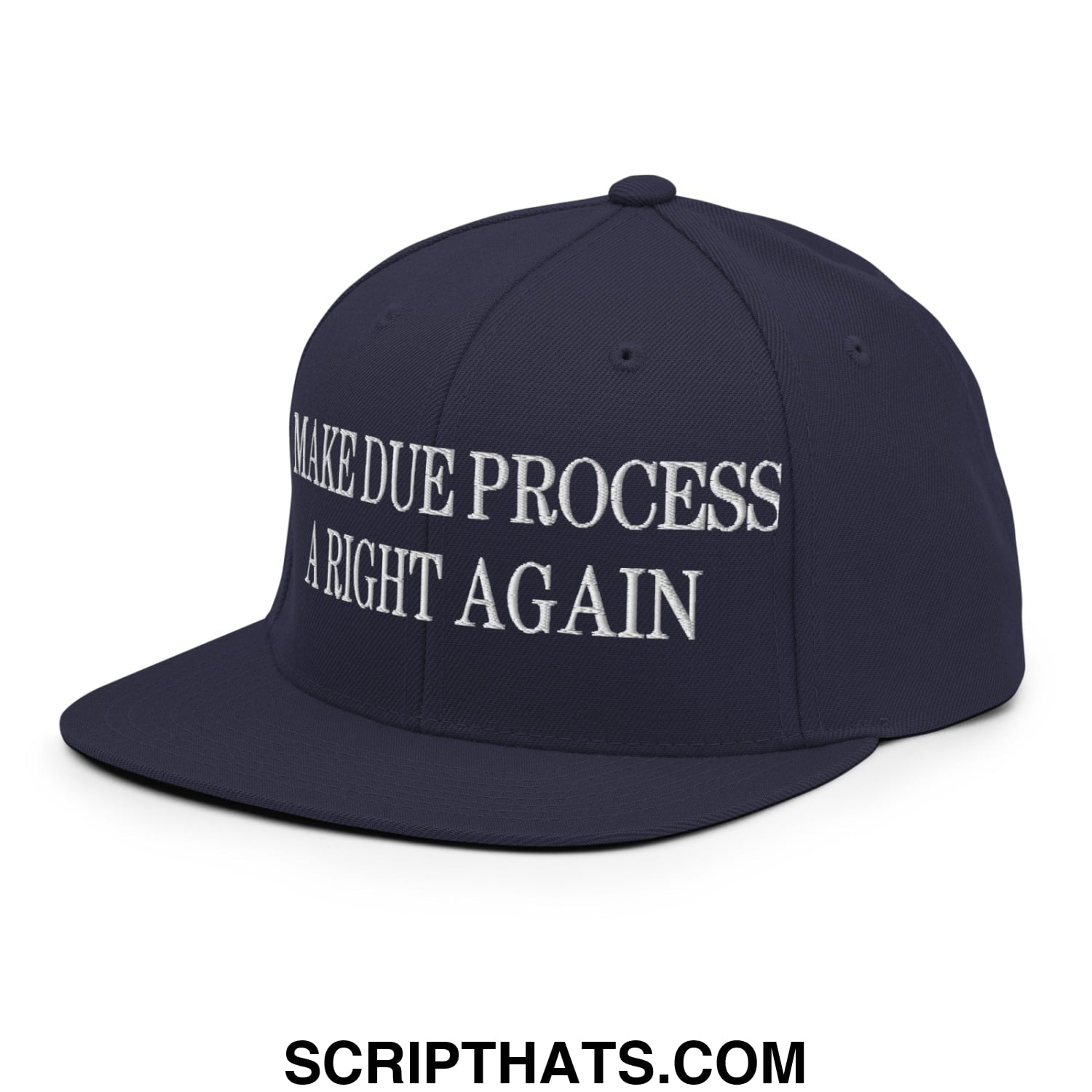 Make Due Process a Right Again Embroidered Flat Bill Brim Snapback Hat Navy