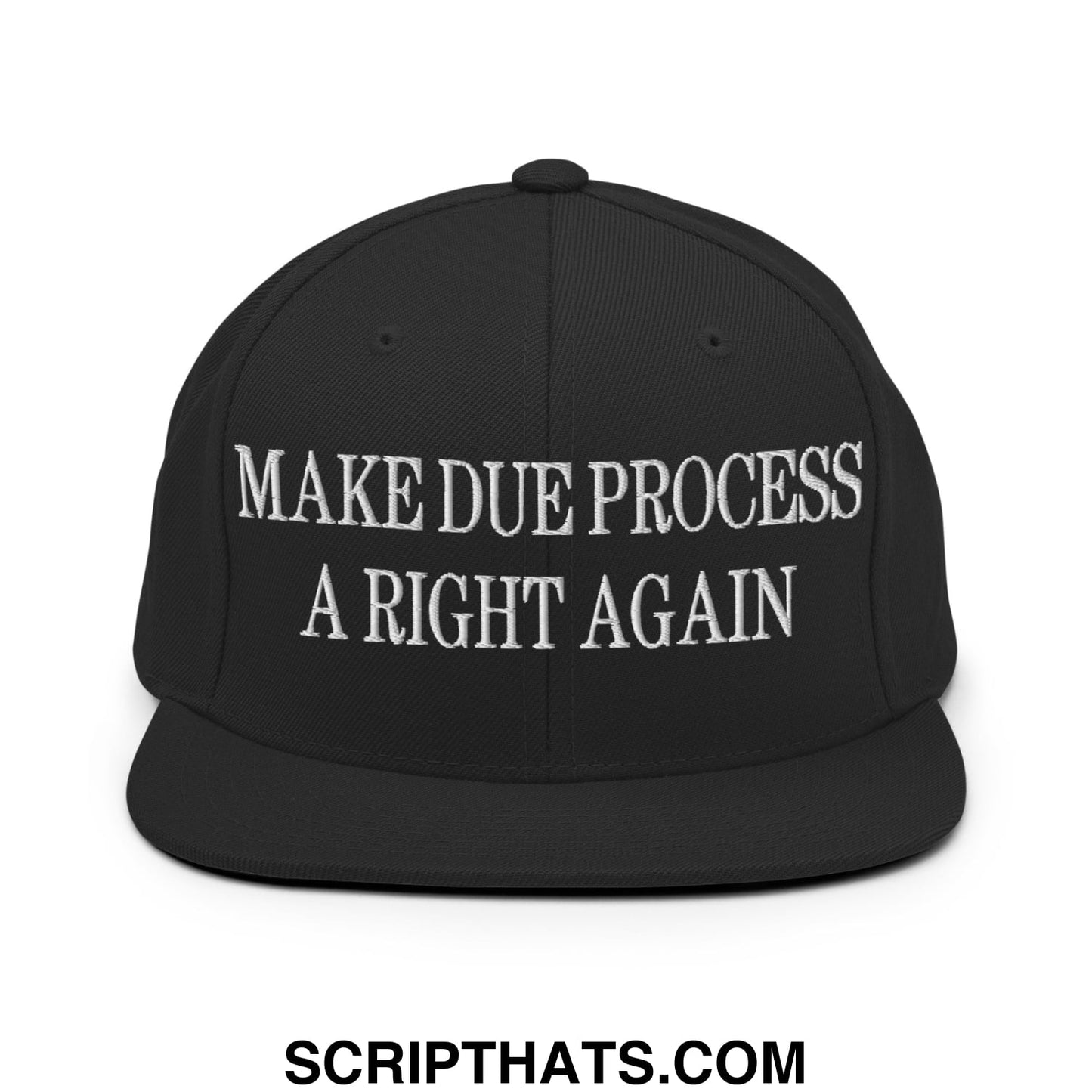 Make Due Process a Right Again Embroidered Flat Bill Brim Snapback Hat Black