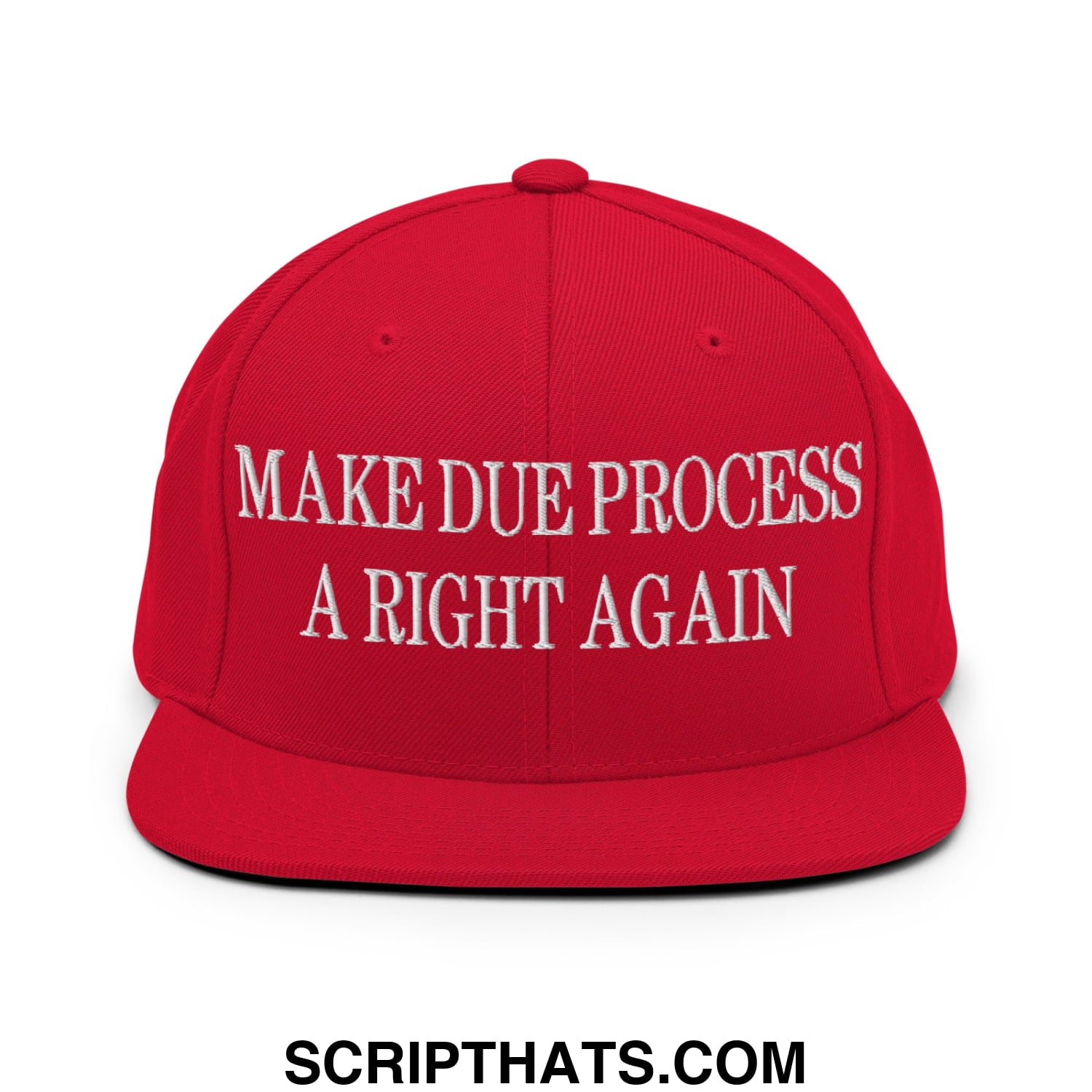 Make Due Process a Right Again Embroidered Flat Bill Brim Snapback Hat Red