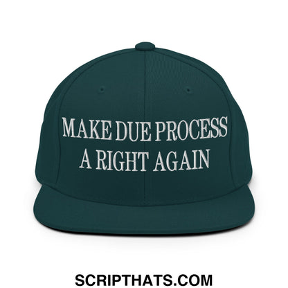 Make Due Process a Right Again Embroidered Flat Bill Brim Snapback Hat Spruce