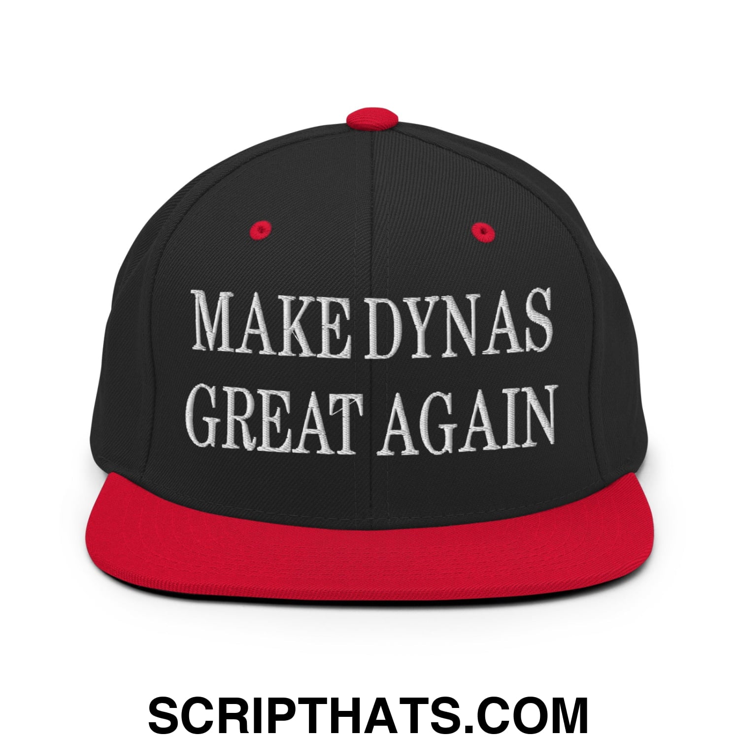 Make Dynas Great Again Embroidered Flat Bill Brim Snapback Hat Black Red