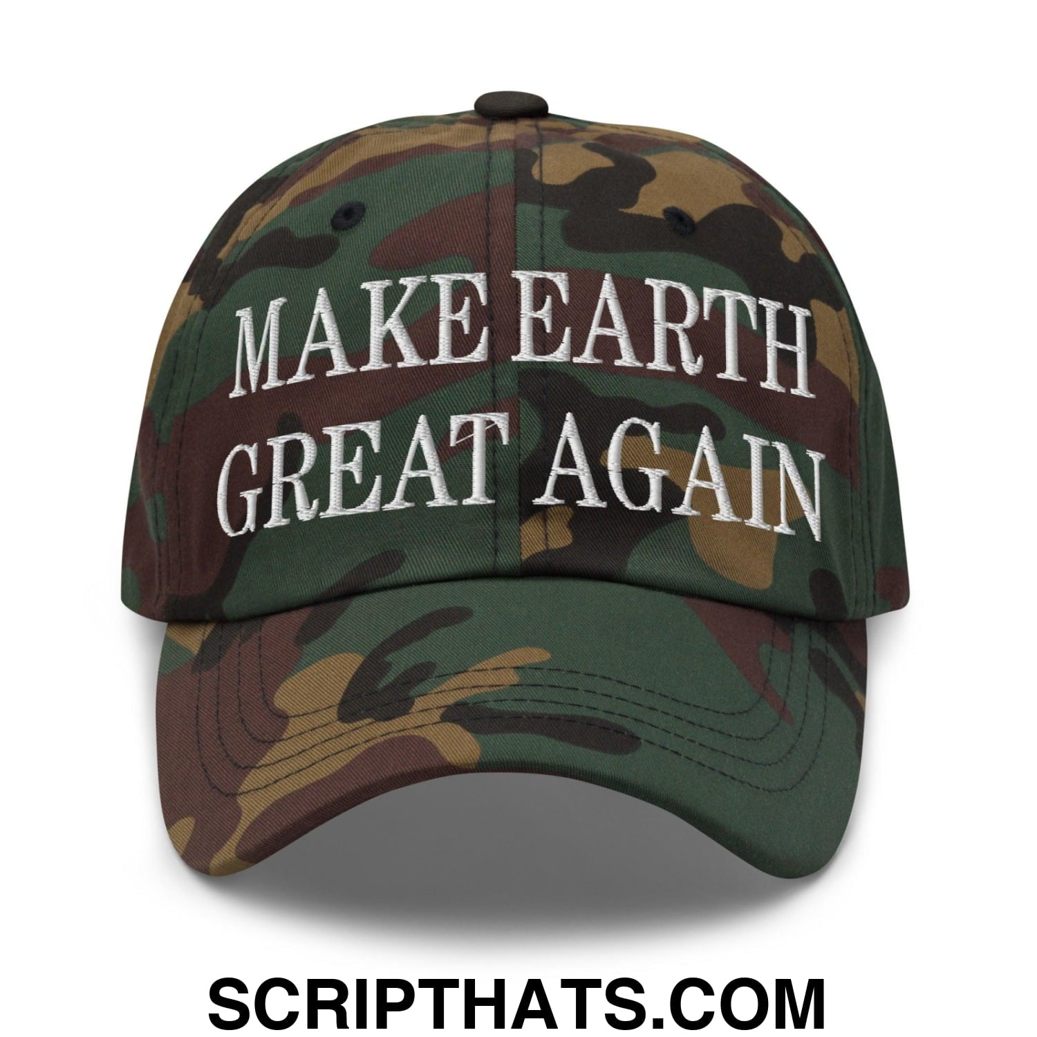 Make Earth Great Again Embroidered Dad Hat Green Camo