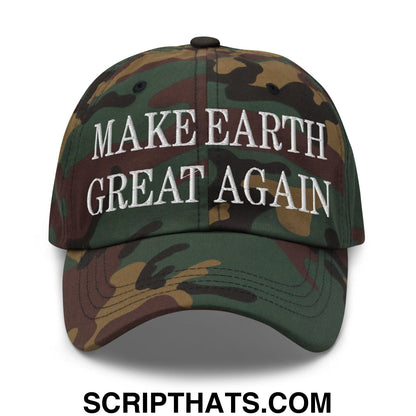 Make Earth Great Again Embroidered Dad Hat Green Camo