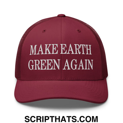 Make Earth Green Again Embroidered Mesh Trucker Hat Cranberry