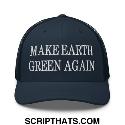Make Earth Green Again Embroidered Mesh Trucker Hat Navy