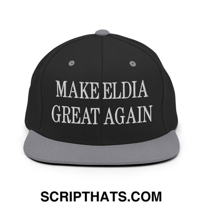 Make Eldia Great Again Embroidered Flat Bill Brim Snapback Hat Black Silver