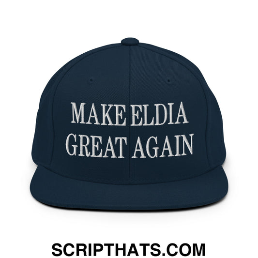Make Eldia Great Again Embroidered Flat Bill Brim Snapback Hat Dark Navy