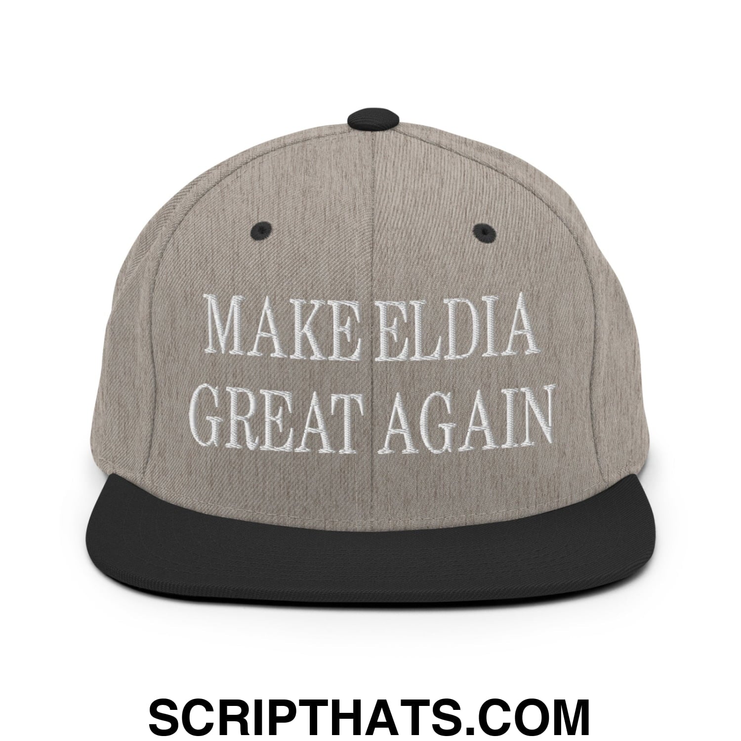 Make Eldia Great Again Embroidered Flat Bill Brim Snapback Hat Heather Black