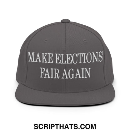 Make Elections Fair Again Embroidered Flat Bill Brim Snapback Hat Dark Grey