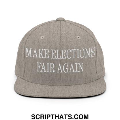 Make Elections Fair Again Embroidered Flat Bill Brim Snapback Hat Heather Grey
