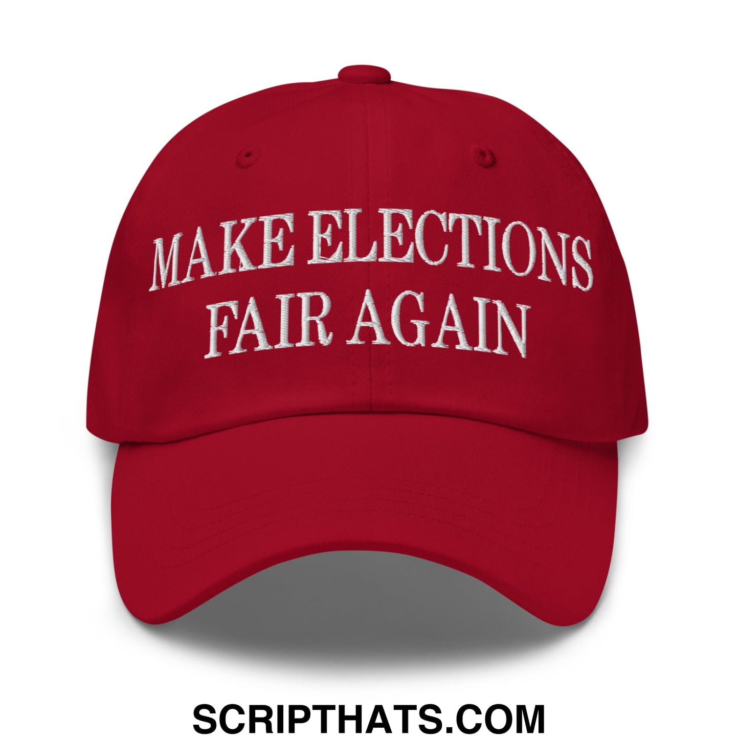 Make Elections Fair Again Embroidered Unstructured Dad Hat Cranberry