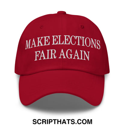 Make Elections Fair Again Embroidered Unstructured Dad Hat Cranberry