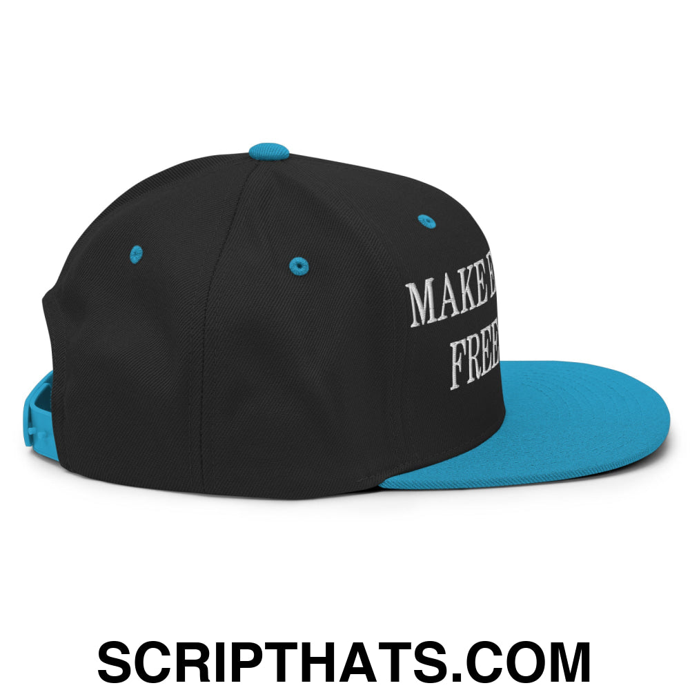 Make Elections Free Again Embroidered Flat Bill Brim Snapback Hat Black Teal