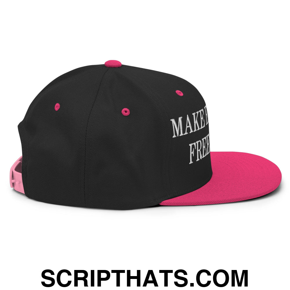 Make Elections Free Again Embroidered Flat Bill Brim Snapback Hat Black Neon Pink