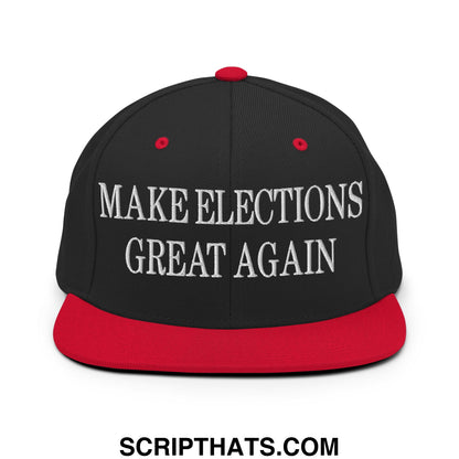 Make Elections Great Again Embroidered Flat Bill Brim Snapback Hat Black Red