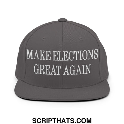 Make Elections Great Again Embroidered Flat Bill Brim Snapback Hat Dark Grey