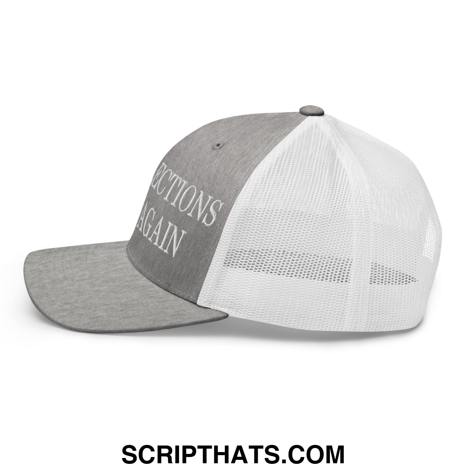 Make Elections Great Again Embroidered Mesh Trucker Hat Heather Grey White