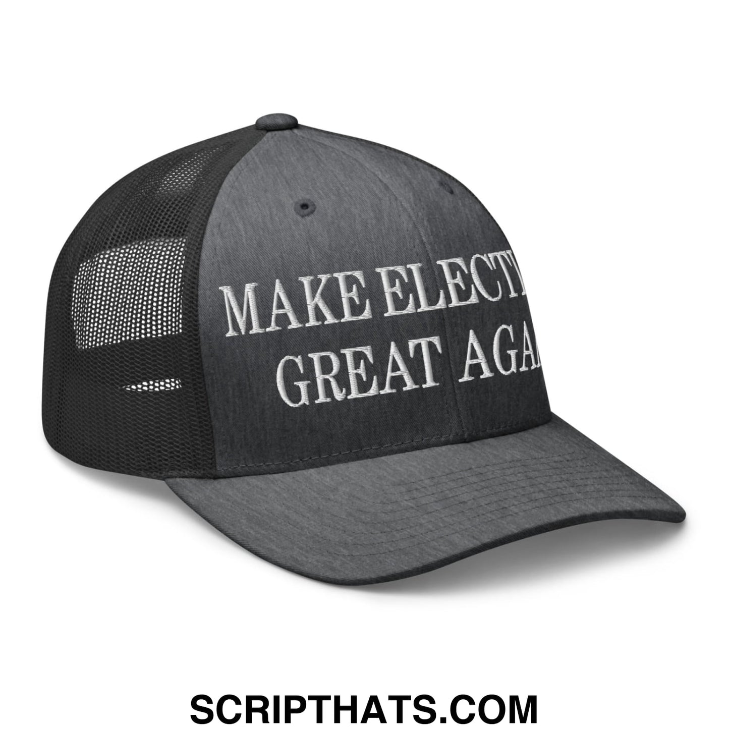 Make Elections Great Again Embroidered Mesh Trucker Hat Dark Heather Gray
