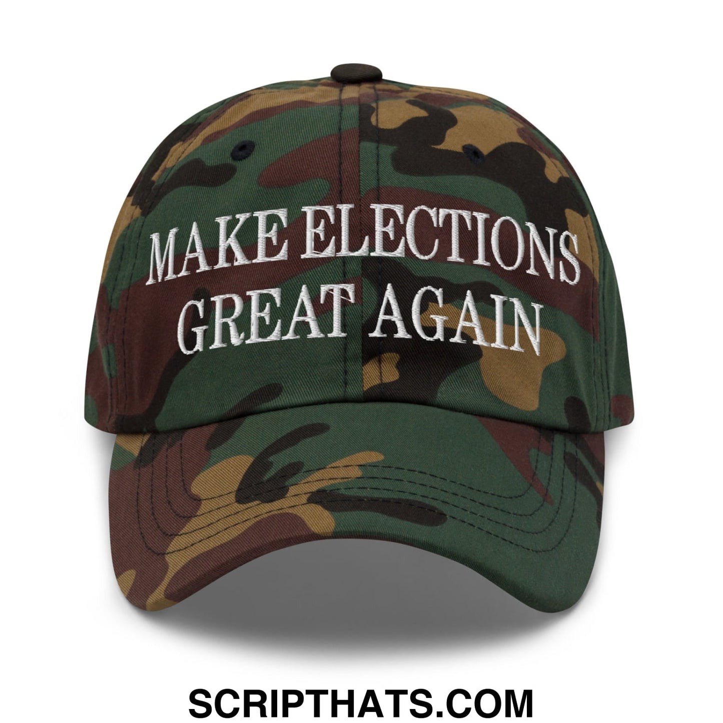 Make Elections Great Again Embroidered Unstructured Dad Hat Green Camo