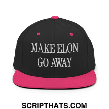Make Elon Go Away Embroidered Flat Bill Brim Snapback Hat Black Neon Pink